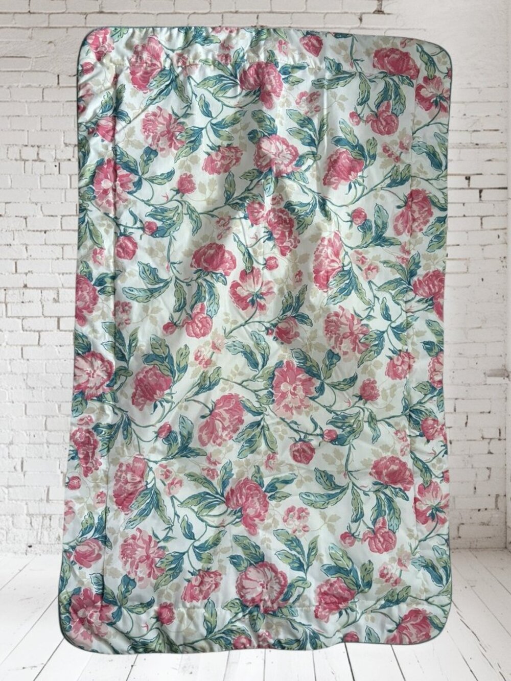 Vtg 90s Laura Ashley King Sham Peony Floral Print 24 x 40 USA Romantic